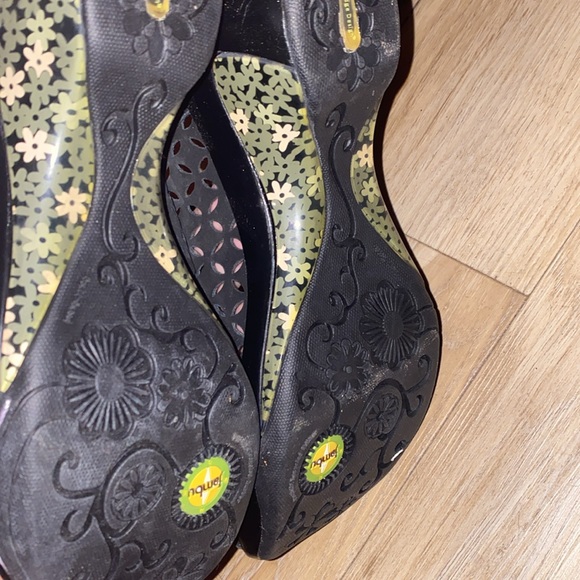 Jambu Jasper Floral Black Leather Wedge Size 9 - Picture 6 of 8